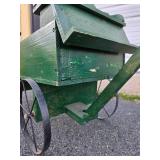 Primitive Green Wooden Pull Wagon
