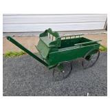 Primitive Green Wooden Pull Wagon