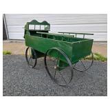 Primitive Green Wooden Pull Wagon