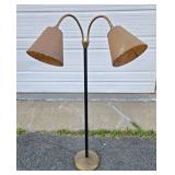 Very Nice Mid Century Dual Arm Gooseneck Floor Lamp w/Fiberglass Shades