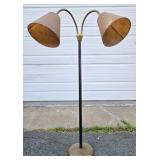 Very Nice Mid Century Dual Arm Gooseneck Floor Lamp w/Fiberglass Shades