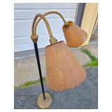Very Nice Mid Century Dual Arm Gooseneck Floor Lamp w/Fiberglass Shades