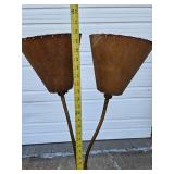 Very Nice Mid Century Dual Arm Gooseneck Floor Lamp w/Fiberglass Shades