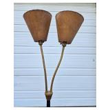 Very Nice Mid Century Dual Arm Gooseneck Floor Lamp w/Fiberglass Shades