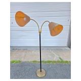 Very Nice Mid Century Dual Arm Gooseneck Floor Lamp w/Fiberglass Shades