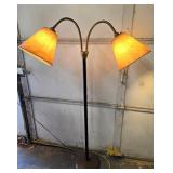 Very Nice Mid Century Dual Arm Gooseneck Floor Lamp w/Fiberglass Shades