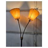 Very Nice Mid Century Dual Arm Gooseneck Floor Lamp w/Fiberglass Shades