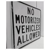 Pair of Vintage Heavy Duty Embossed Steel Street Signs - "No Motorized Vehicles Allowed"