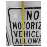 Pair of Vintage Heavy Duty Embossed Steel Street Signs - "No Motorized Vehicles Allowed"