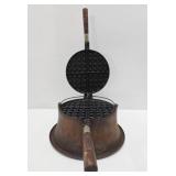 Antique WAGNER Cast Iron Waffle Iron w/Tall Stand