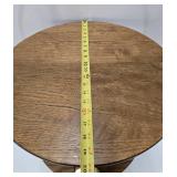 Vintage Brass & Wood Round Rolling 2-Tier Cart Table