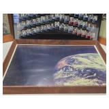 Large Vintage Space Exploration Framed Items & Hat - Boeing Aerospace Operations Employee