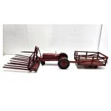 Awesome Large Old Vintage Folk Art Wooden Farm Implement & Trailer