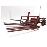 Awesome Large Old Vintage Folk Art Wooden Farm Implement & Trailer