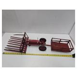 Awesome Large Old Vintage Folk Art Wooden Farm Implement & Trailer