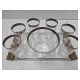 Very nice Looking Mid Century Glass Tumbler Set w/Original Serving Tray