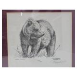 Pair of Hand Signed Framed & Numbered Prints by Dan Brewer - Bear & Raccoon