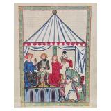 Framed Early Antique Illustration from the Codex Manesse