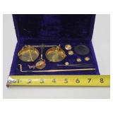 Antique Brass Weight & Scale Set w/Case