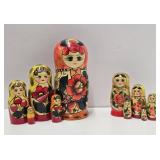 2 Handpainted Wooden Russian Matryoshka / Nesting Dolls