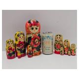 2 Handpainted Wooden Russian Matryoshka / Nesting Dolls