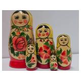 2 Handpainted Wooden Russian Matryoshka / Nesting Dolls