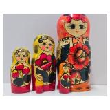 2 Handpainted Wooden Russian Matryoshka / Nesting Dolls