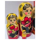 2 Handpainted Wooden Russian Matryoshka / Nesting Dolls