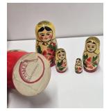 2 Handpainted Wooden Russian Matryoshka / Nesting Dolls