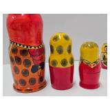 2 Handpainted Wooden Russian Matryoshka / Nesting Dolls