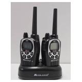 Working Pair of Midland GXT Walkie Talkie Radios w/Charging Stand / Car Charger & Manual