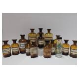 Collection of Antique Glass Apothecary Bottles