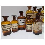 Collection of Antique Glass Apothecary Bottles