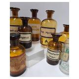 Collection of Antique Glass Apothecary Bottles
