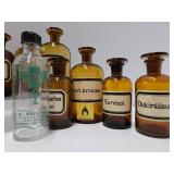 Collection of Antique Glass Apothecary Bottles