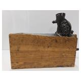 Antique Cast Iron Corn Sheller w/ Crate