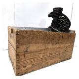 Antique Cast Iron Corn Sheller w/ Crate
