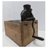 Antique Cast Iron Corn Sheller w/ Crate