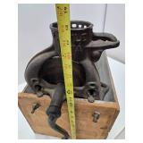 Antique Cast Iron Corn Sheller w/ Crate