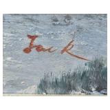 Original Framed Oil on Canvas Artwork - Abstract Architectural Scene