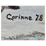 Framed "Winter Road" Landscape Oil Painting by Corinne, 1978