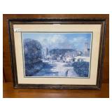Framed Artwork of Scenic Village, 32" x 42"