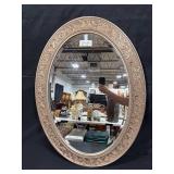 Antique Oval Mirror with Ornate Floral Frame - 38" x 28"