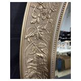 Antique Oval Mirror with Ornate Floral Frame - 38" x 28"