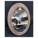 Antique Oval Mirror with Ornate Floral Frame - 38" x 28"