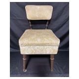 Vintage Upholstered Vanity Chair with Wooden Legs