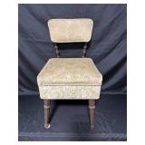 Vintage Upholstered Vanity Chair with Wooden Legs