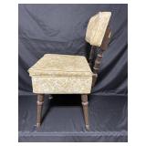 Vintage Upholstered Vanity Chair with Wooden Legs