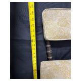 Vintage Upholstered Vanity Chair with Wooden Legs