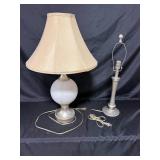 Set of 2 Table Lamps and Classic Metal Base